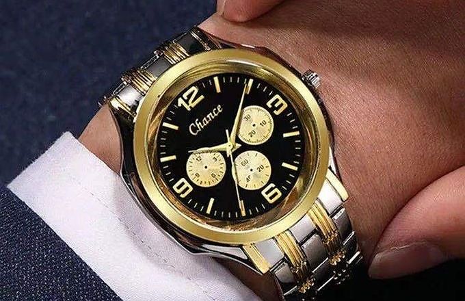 The New Trendy Design CHANCE Three Gold Band Watch For Men