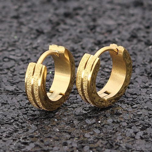 Titanium Steel Anti-allergic Double-line Pressed Earring Frosted Ear Buckle Gold