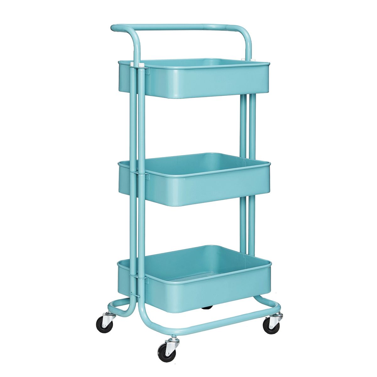 3-Tier Metal Mesh Shelf Rolling Cart