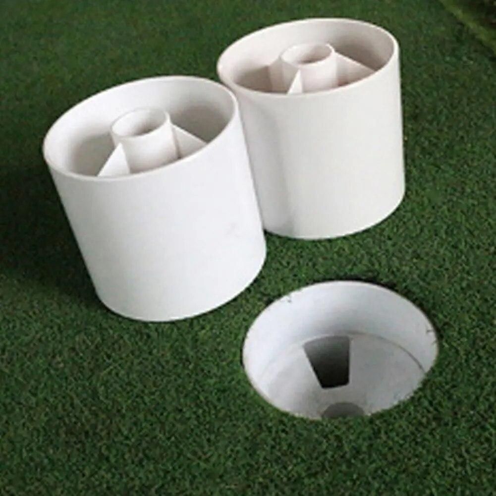 HobbyLane Golf Putting Green Backyard Plastic Practice Hole Cup Flag Stick Flag Stick Pitch Golf Equipment White