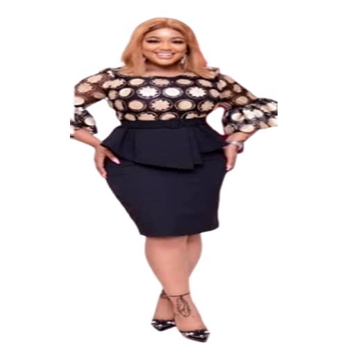 Corporate Ladies Skirt And Blouse- Black & Gold