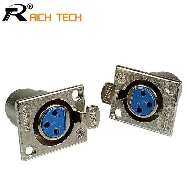 YS1K3F2 Nickel Plated 3pin XLR Female Jack Panel Mount Connector Speaker Microphone Powercon Plug