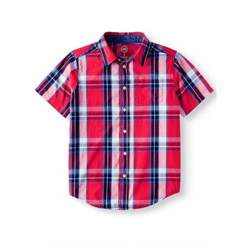 Short Sleeve Plaid Button Down Shirt For Boys