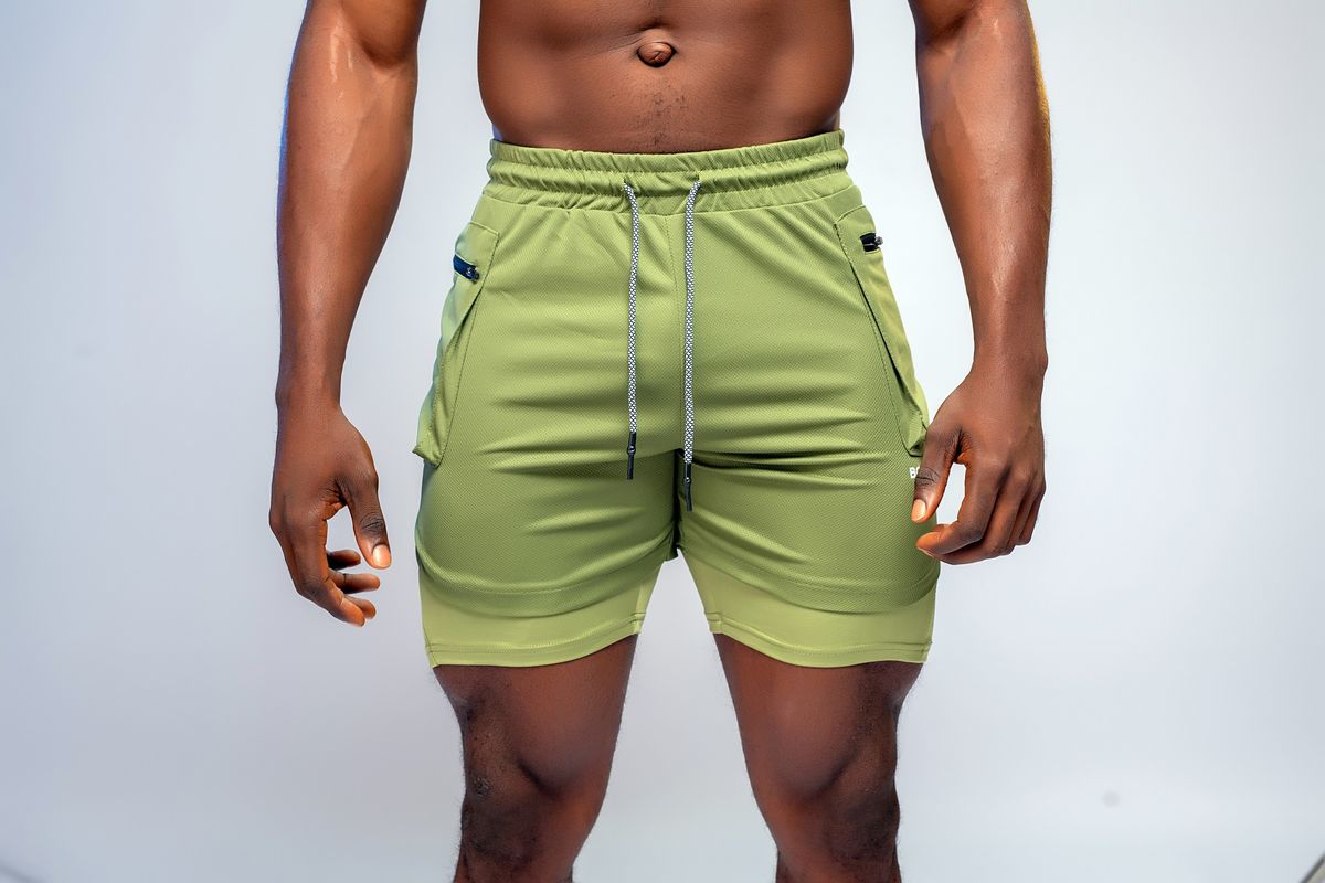 Men's Shorts With Tights - Green