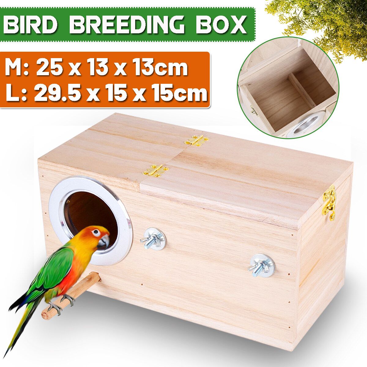 Baoblaze Budgie Nest Box Breeding Boxes Aviary Bird Nesting With Stick Middle Size