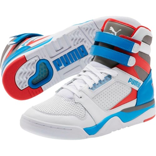 Palace Guard Mid Retro Sneakers - White-Indigo Bunting-Red