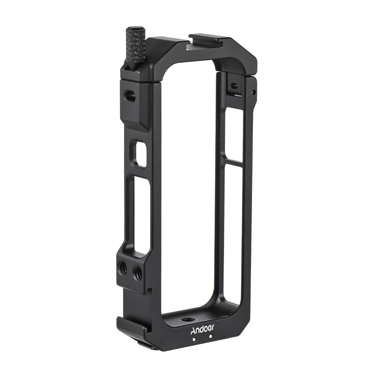 Andoer Panoramic Camera Video Cage Aluminum Alloy with Dual Cold Shoe Mounts Metal Protective Frame Camera Cage Vlog Accessories Compatible with Insta360 X3