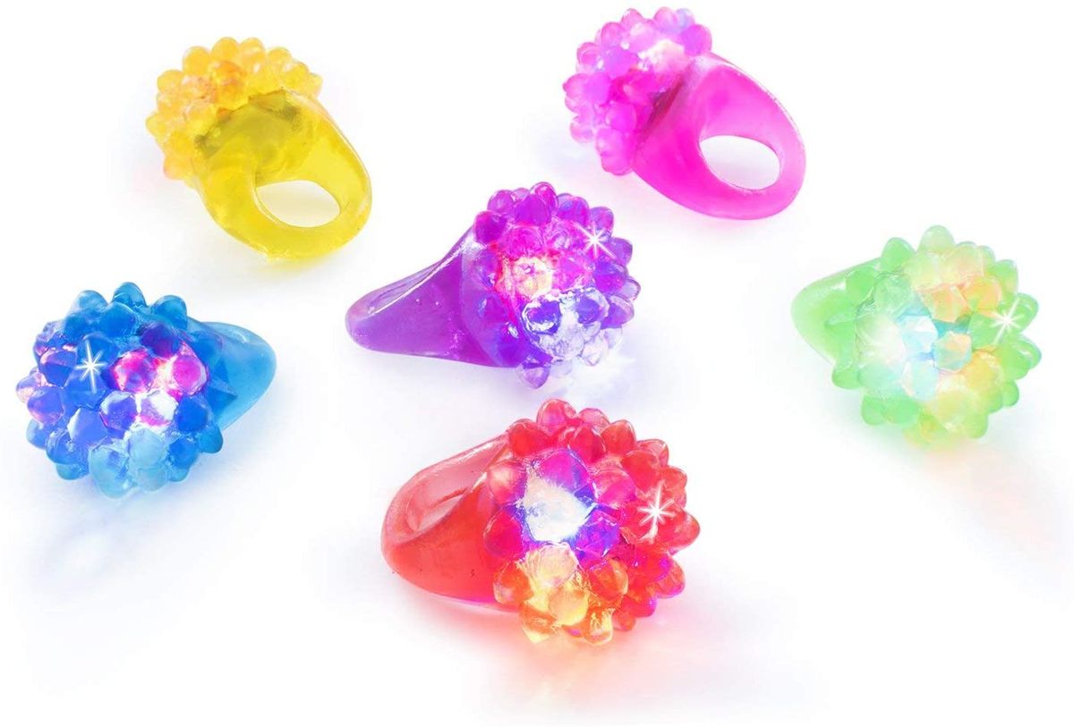 Flashing Colorful LED Light Up Bumpy Jelly Rubber Rings Finger Toys For Parties, Event Favors, Raves, Concert Shows, Gifts (18 Pack)