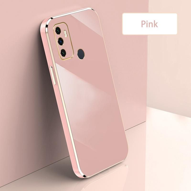 Ultra Thin Plating Phone Case for OPPO A53 2020 A11s A33 A32 A53s 4G Lens Protection soft Phone Back Cover-Pink