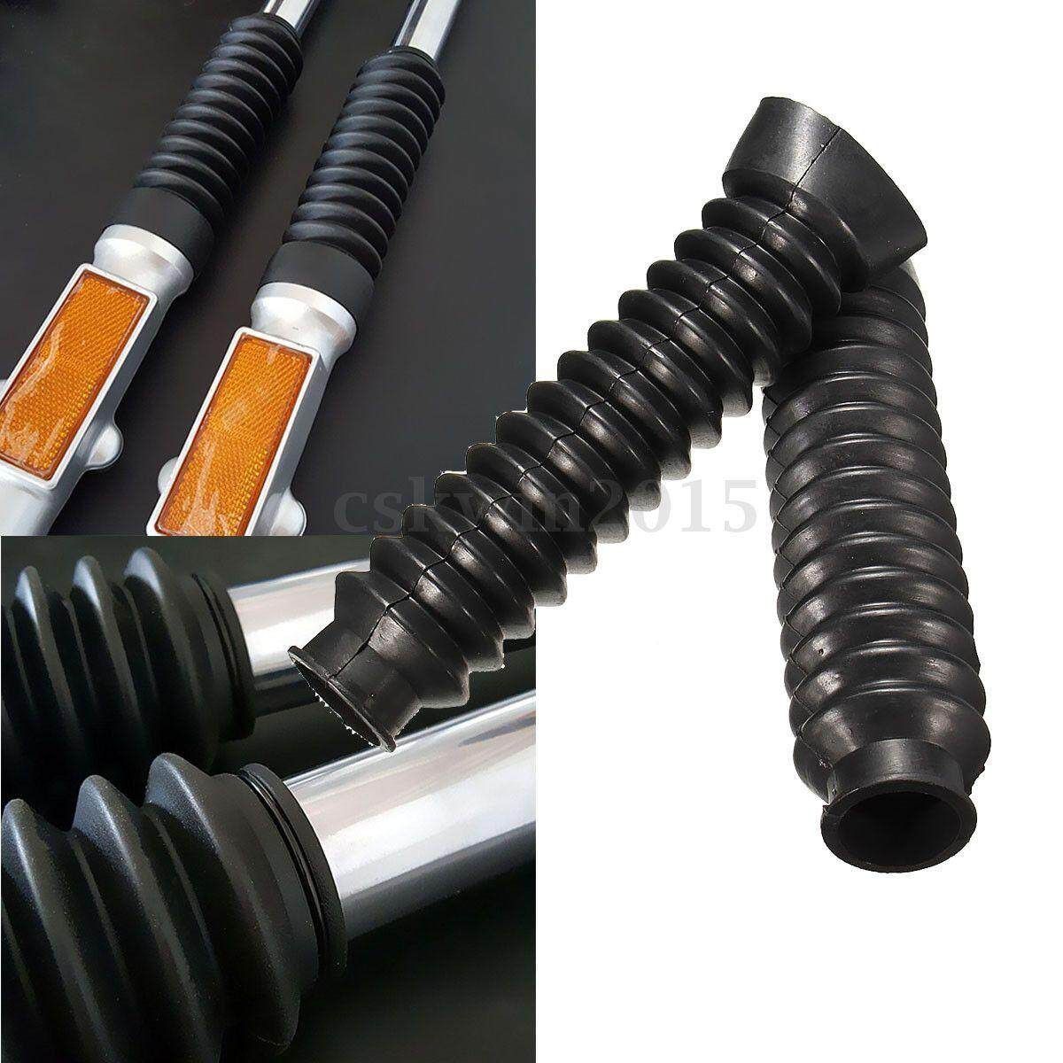 2pcs Universal Motorcycle Rubber Front Fork Cover Gaiters Gators Boots 230*52*37mm