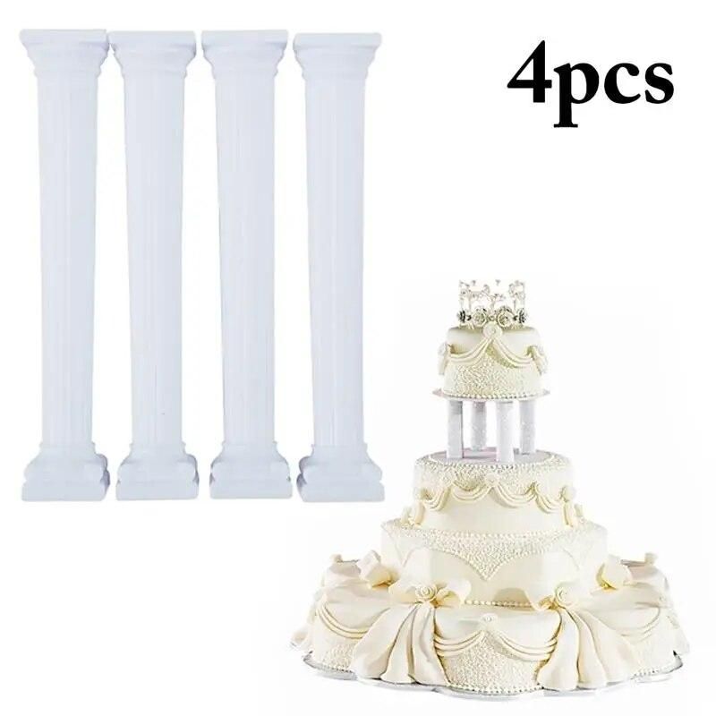 4PCS White Grecian Pillars Valentine's Day Cake Tier Separator Support Stand Decor Wedding Cake Stands Fondant Support Mold