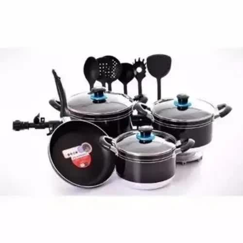 4 Set Of Non Stick Pot With Frying Pan And Set Of Nonstick Spoon- Cooking Bundle