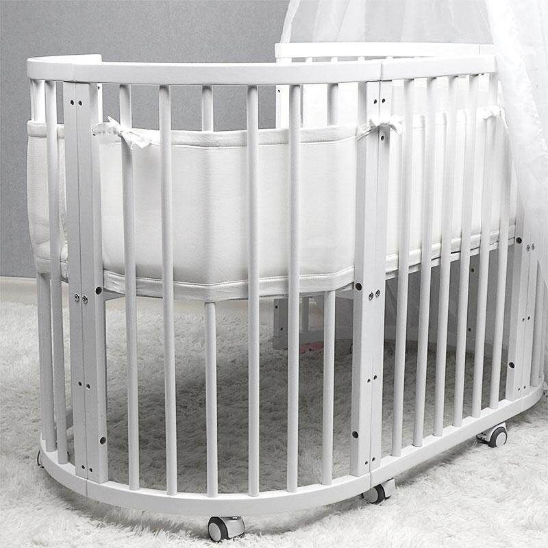 Toddler Baby Crib Liner Breathable Mesh Anti-Collision Bed Bumper Protector White (205*28cm / 273*28cm) Grey