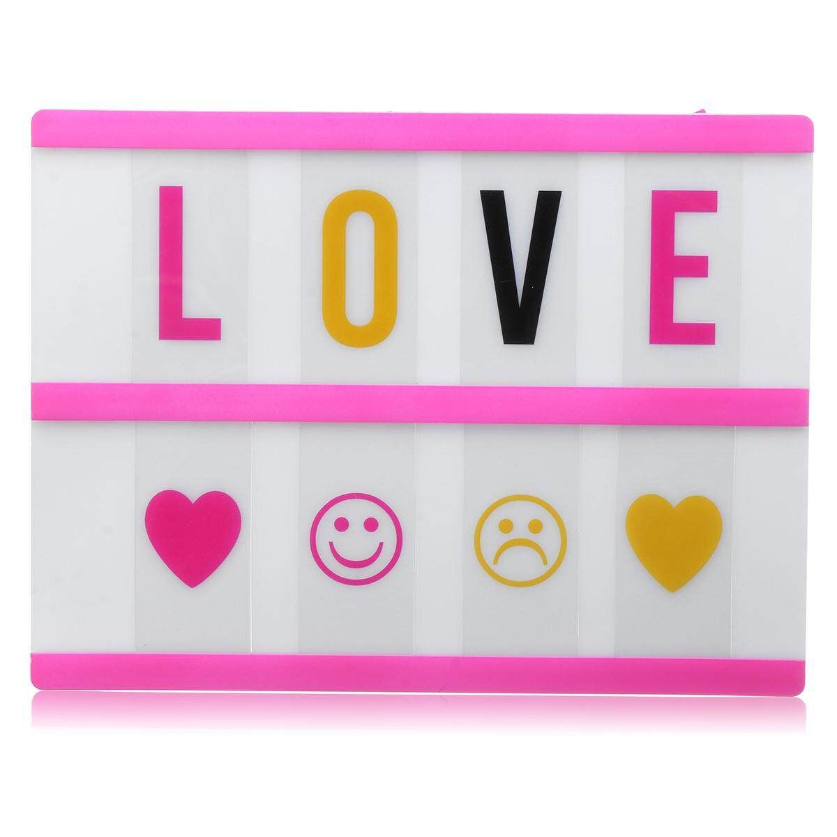 A5 USB Cinematic LED Light Up Letter Box Cinema House Wedding DIY Message Board (Pink) Pink
