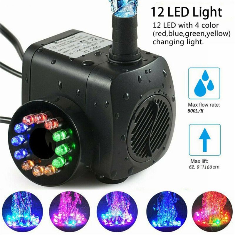 Aquarium15WSubmersible Water Pump LED Fish Tank Fountain Fish Pond Tank