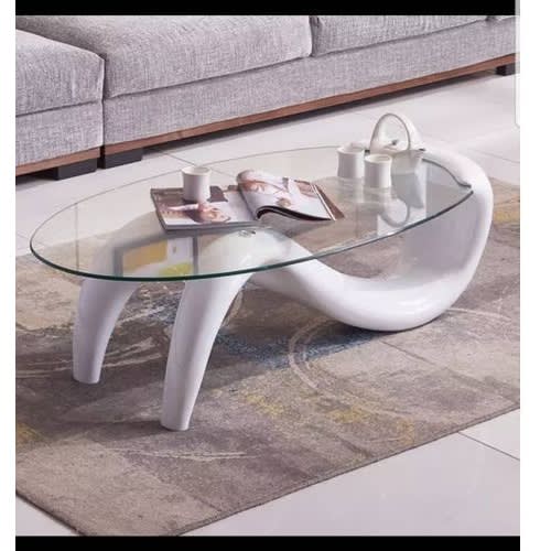Oval Glass Coffee/Center Table - White