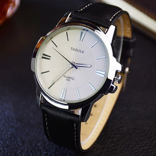 Men Leather Wristwatch