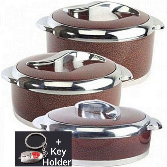3 Casseroles Food Warmer Cooler Serving Dish Dining Set + Key Holder
