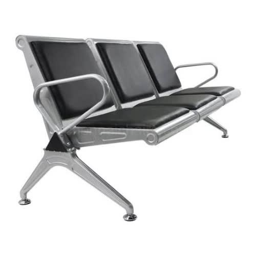 3 Sitter Padded Airport Waiting Chair - Black