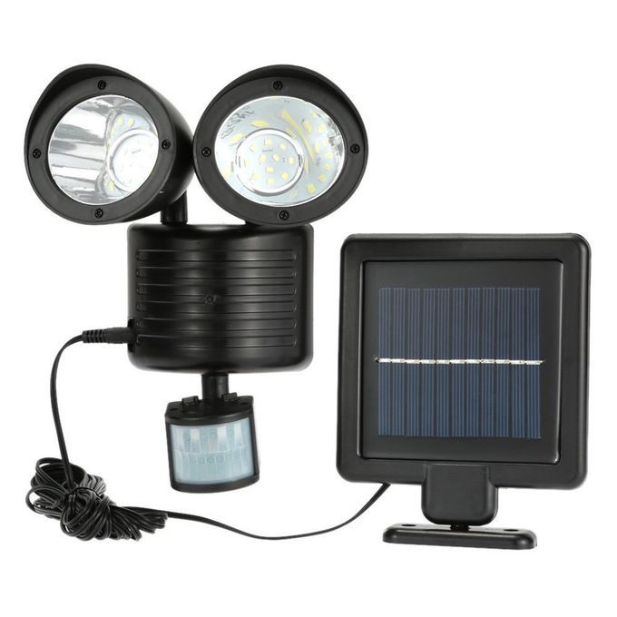 22LED Dual Security Detector Solar Spot Light Motion Sensor Outdoor Floodlight Black