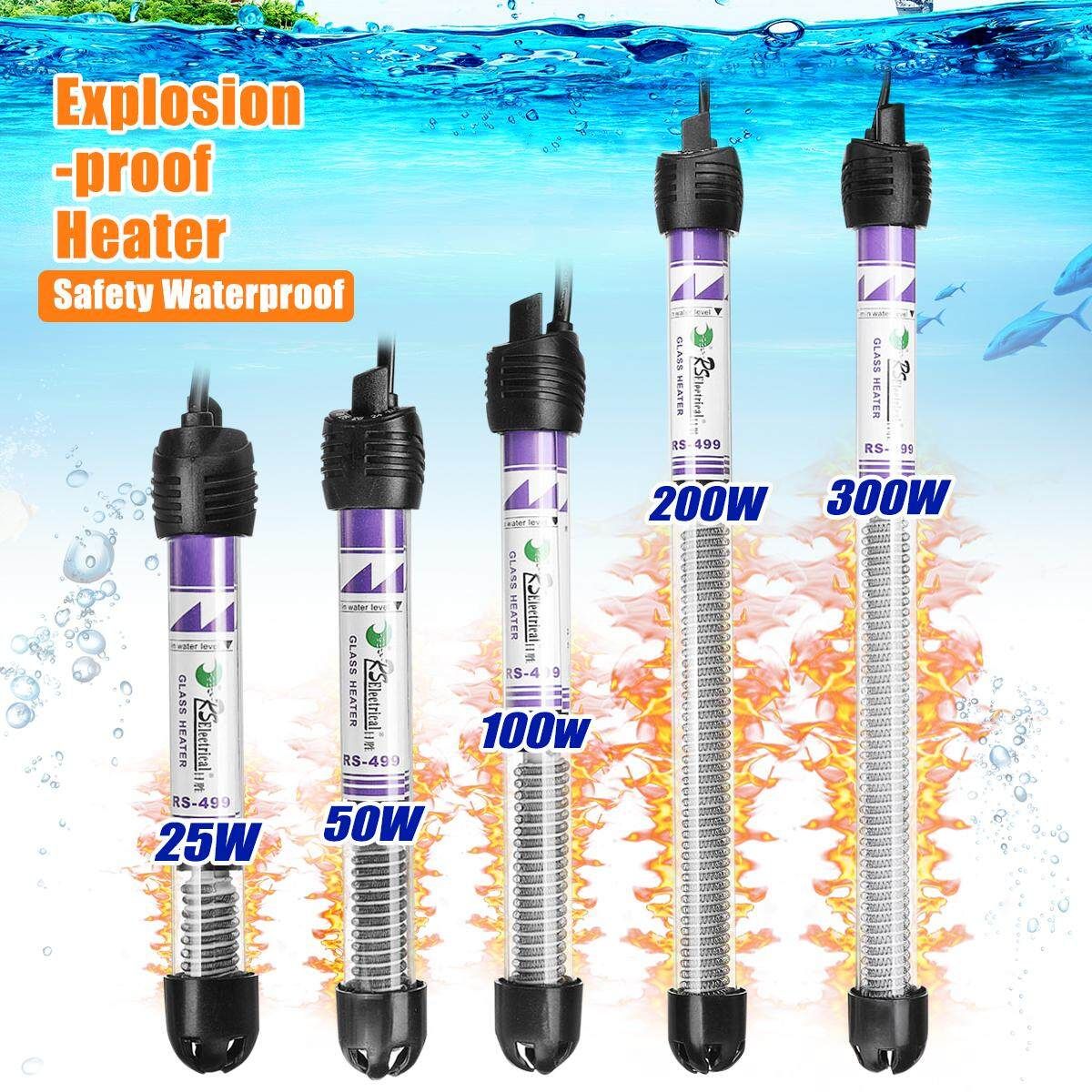 25W-300W Adjustable Aquarium Fish Tank Water Heater Submersible Anti-Explosion 300W
