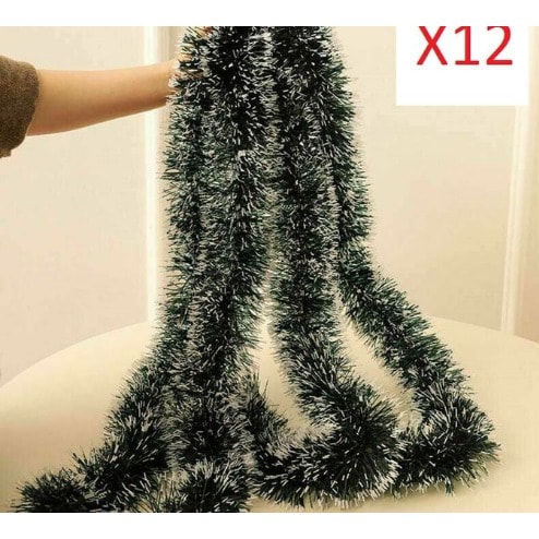 Snow Edged Green Tinsel