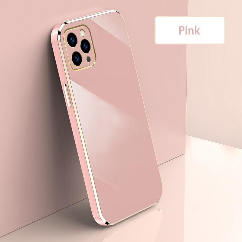 Ultra Thin Plating Phone Case for iPhone 11 Pro Max Lens Protection soft Phone Back Cover-Pink