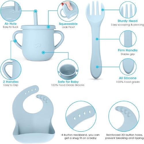 Toddler Silicone Plate / Bib / Cup / Spoon Set