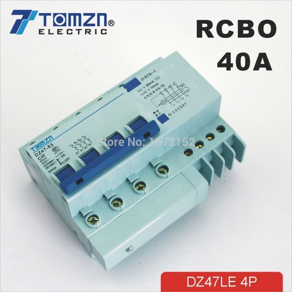 4P 40A DZ47LE 400V~ Residual MCB Current Circuit Breaker