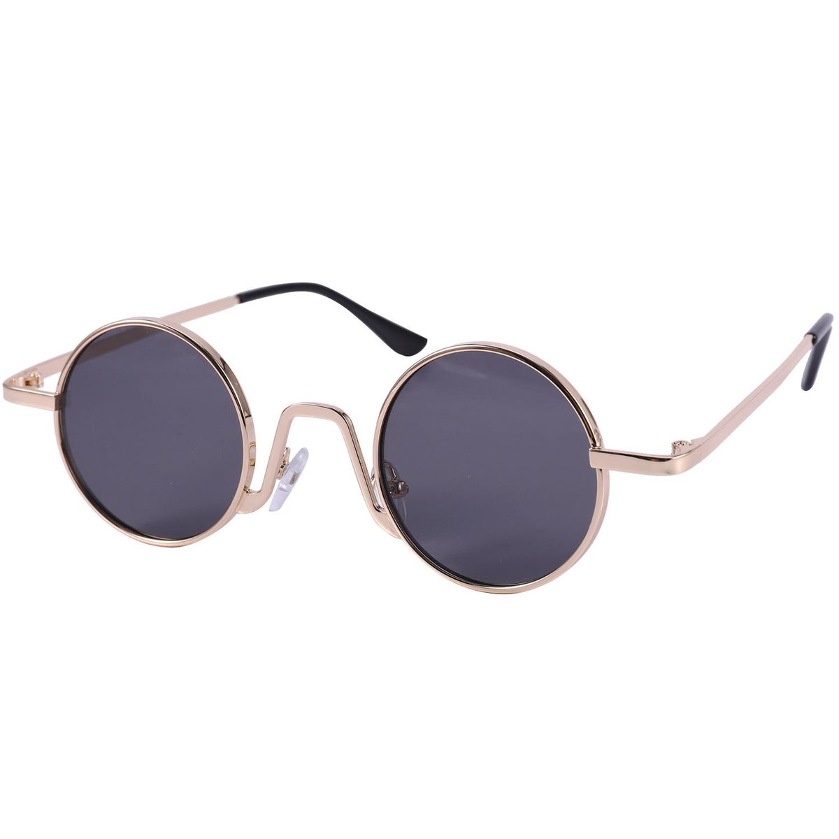 Vintage Round Sunglasses Brand Design Women Men Sunglasses Luxury Retro Uv400 Eyewear Fashion Shades-Black Gray & Gold