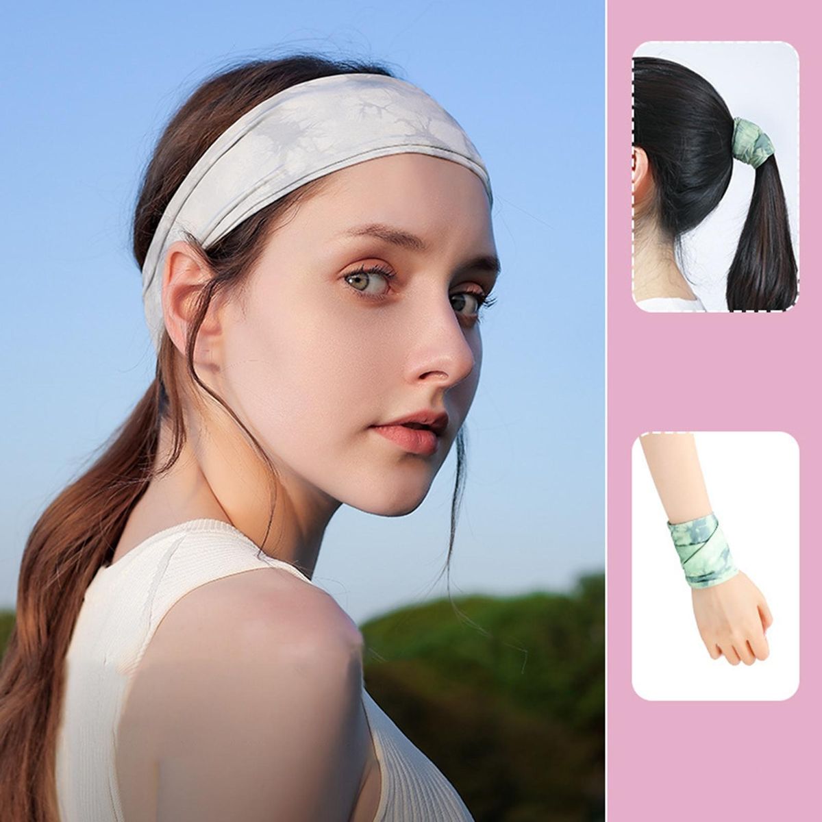 Yoga Hairband Women Workout Sweatband Grey
