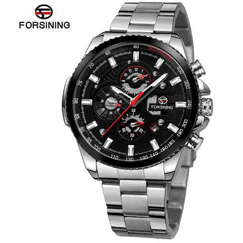 Men's Watch - Silver With Black Bezel