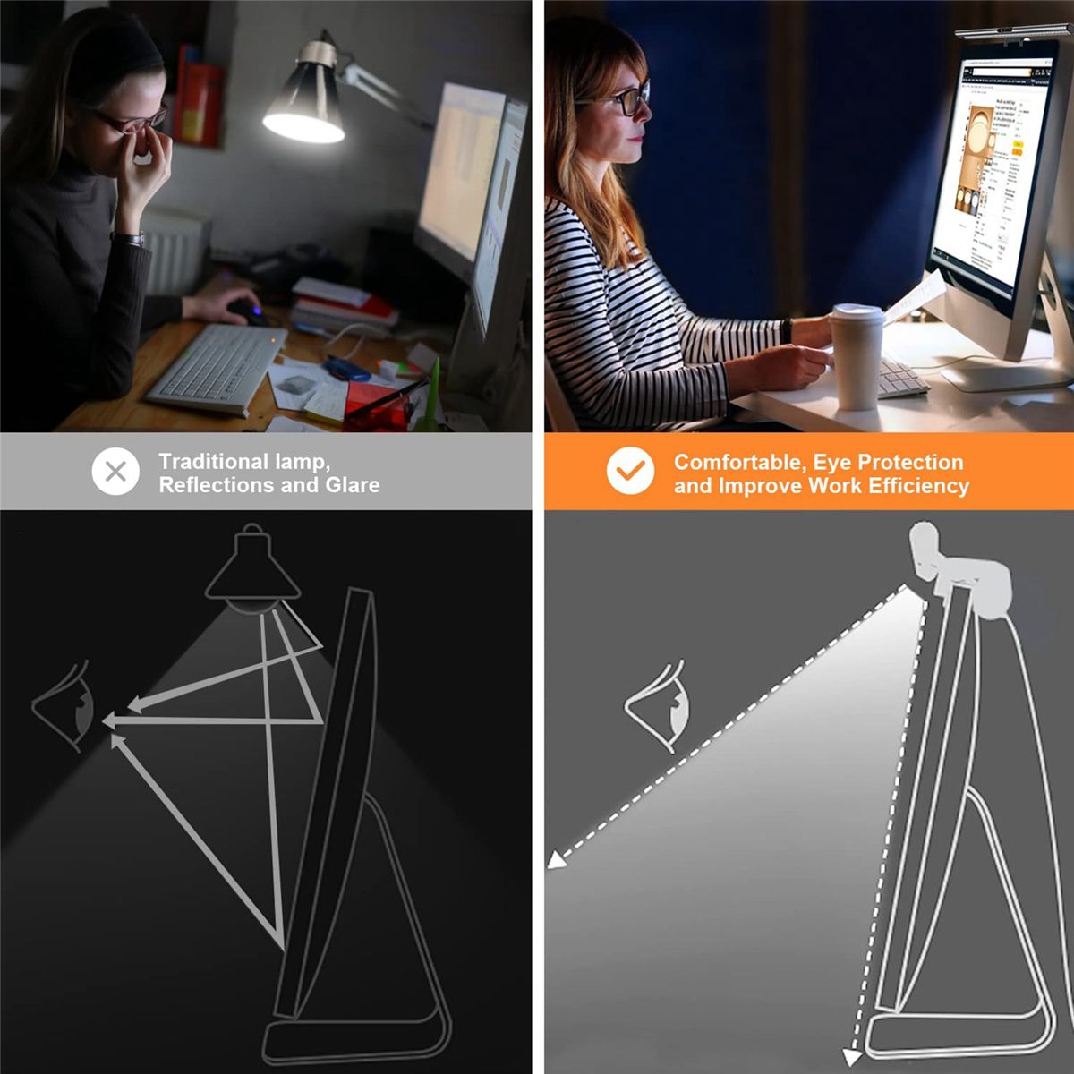 Computer Monitor Light Bar Touch Screen Computer Lamp Eyes Protection PC Computer Monitor Light Bar Without 1080P Webcam
