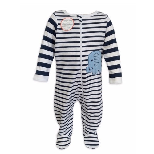 Baby Boy Organic Cotton Sleep & Play Sleeper Pyjamas - Elephant