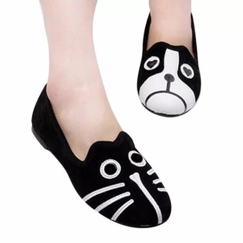 Women's Cute Cat & Dog Face Loafers