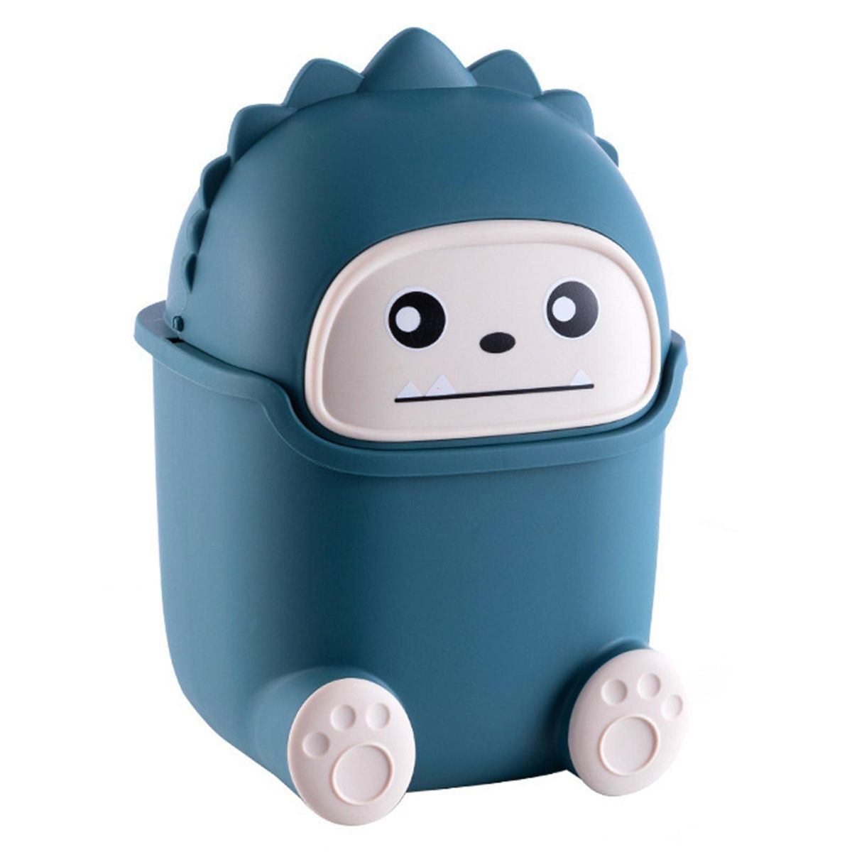 Trash Bin Mini Animal Shape Office Trash Basket Dark Blue