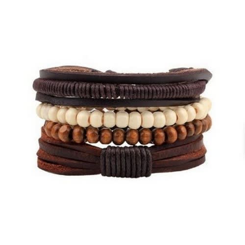 Fashion Unisex Leather Bracelets  - Set Of 4