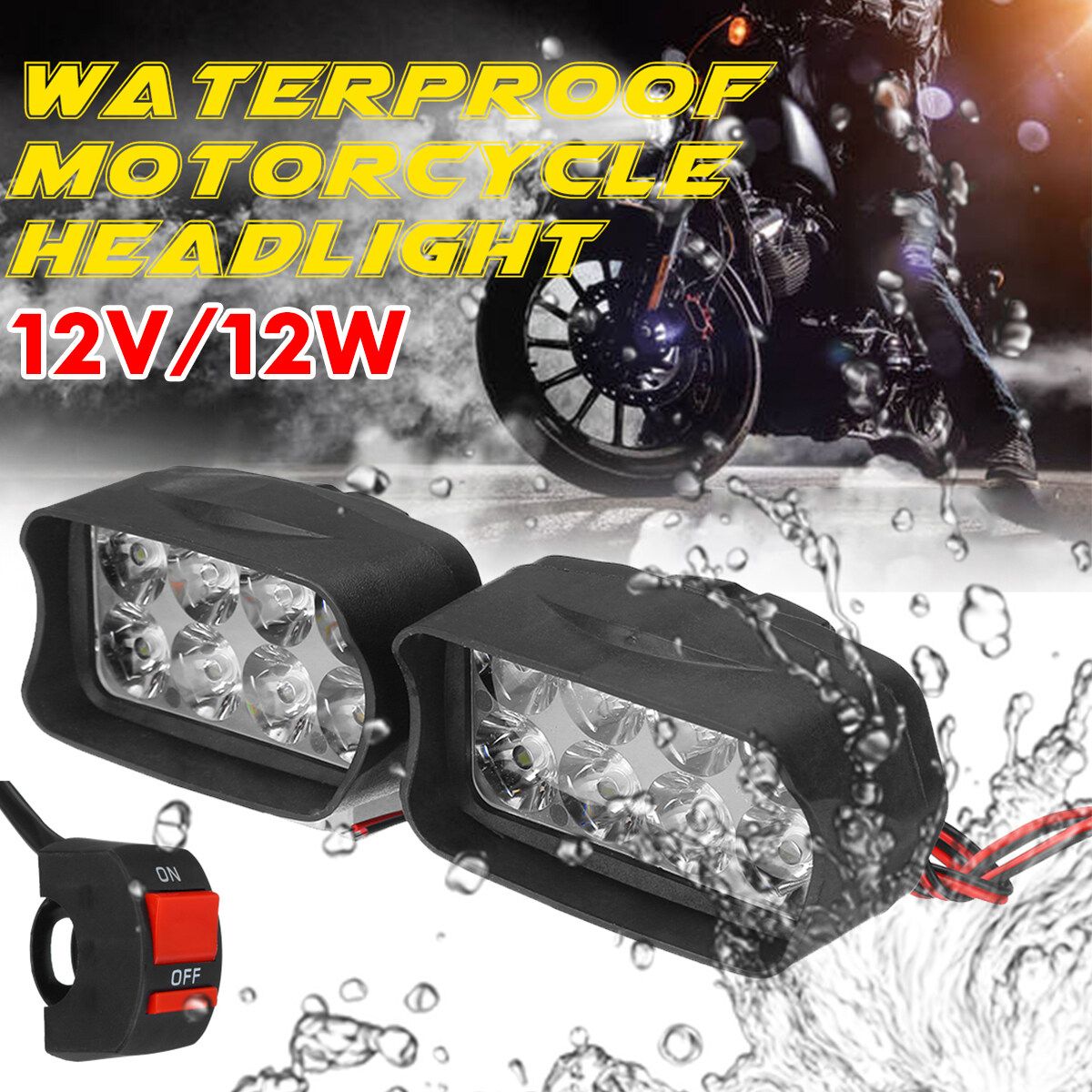 Waterproof Super Bright Motorcycle Headlight 12V 12w Spotlight Fog Spotlight