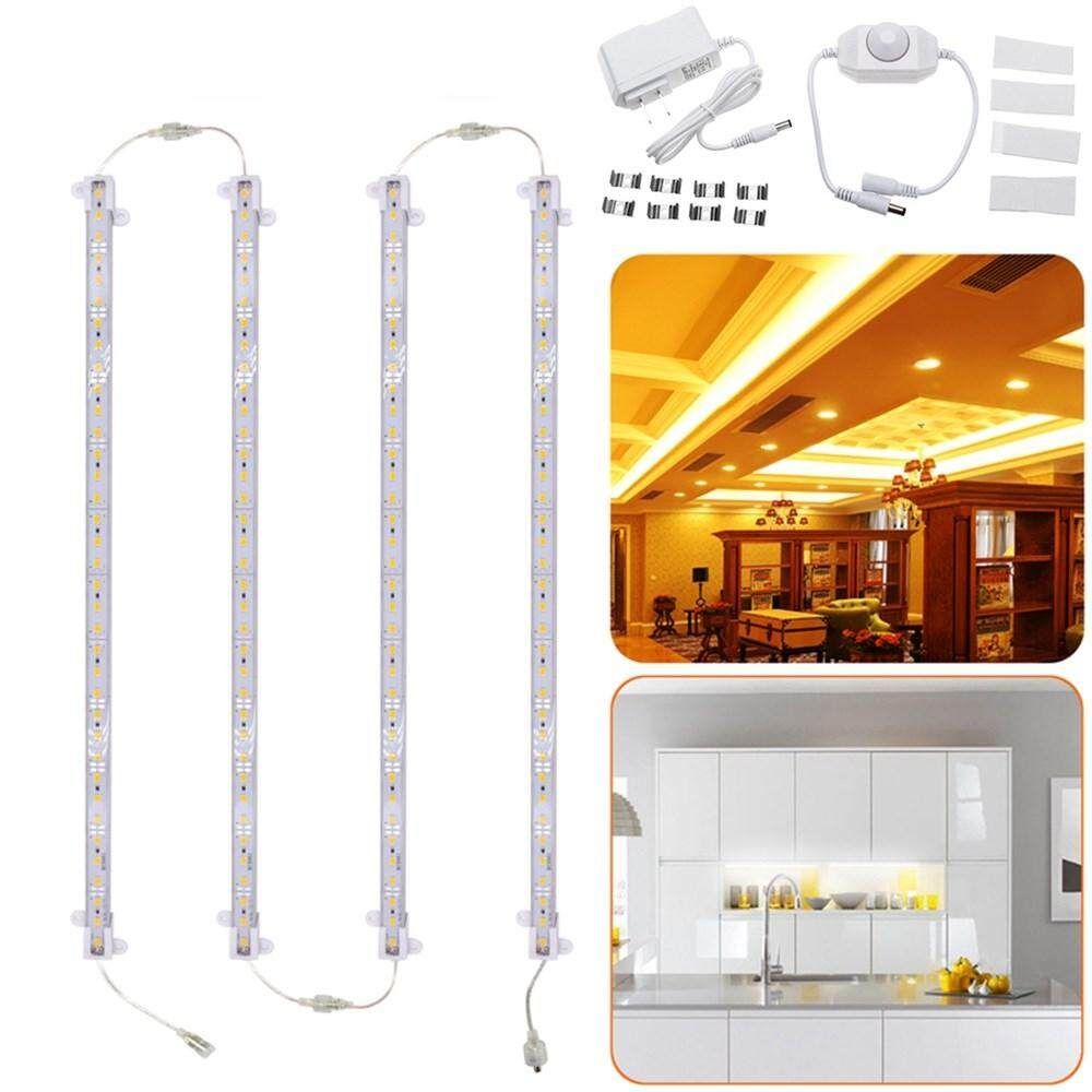 4x LED 30W Rigid Strip Light 12V Daylight Touching Switch Rigid LED Light Bar For Kitchen Counter Closet Shelf Lights Car Van Bus Caravan Camping Lighting-US PLUG Beautiful Rules Warm White Light