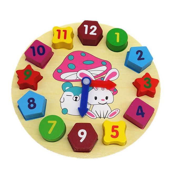 Montessori Educational Learning Shape Sorting Clock Wooden Toys For