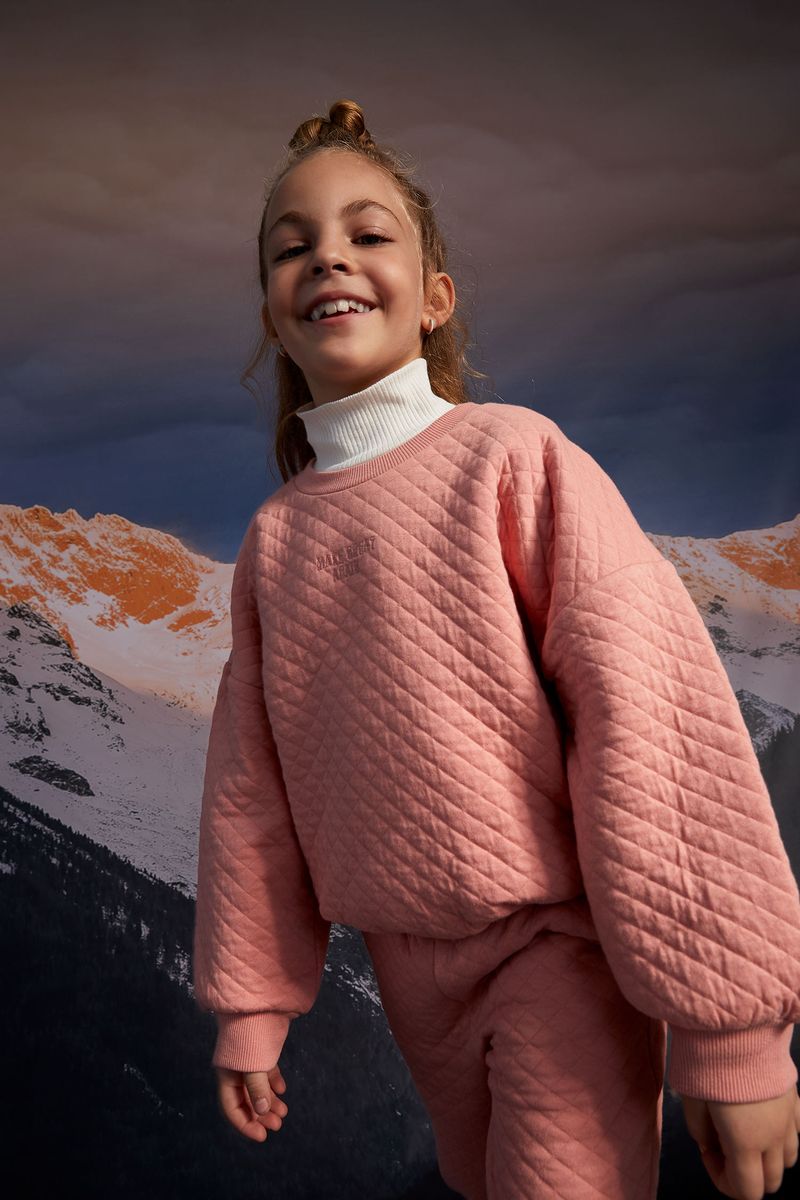 Girl - Relax Fit Crew Neck Knitted Sweat Shirt - Bordeaux