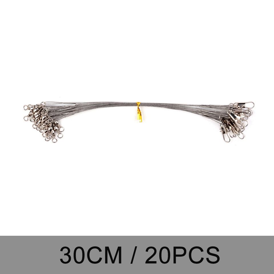 20PCS Fishing 15CM-30CM With Leash Anti Wire Fishing Bite Steel Swivel Wire Lead Steel Line Leader Accessory Fishing Core