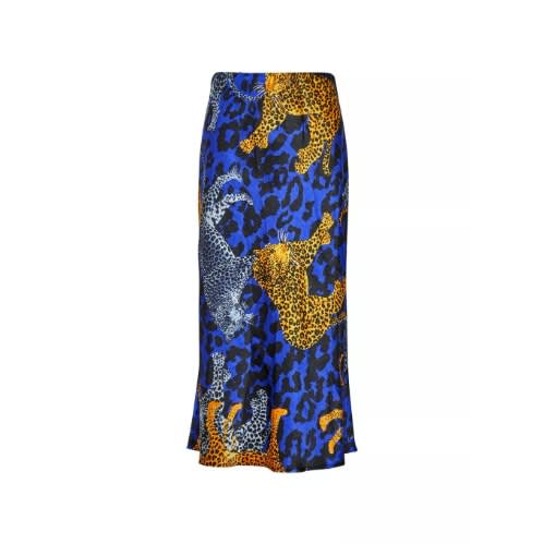 Blue Satin Midi Skirt