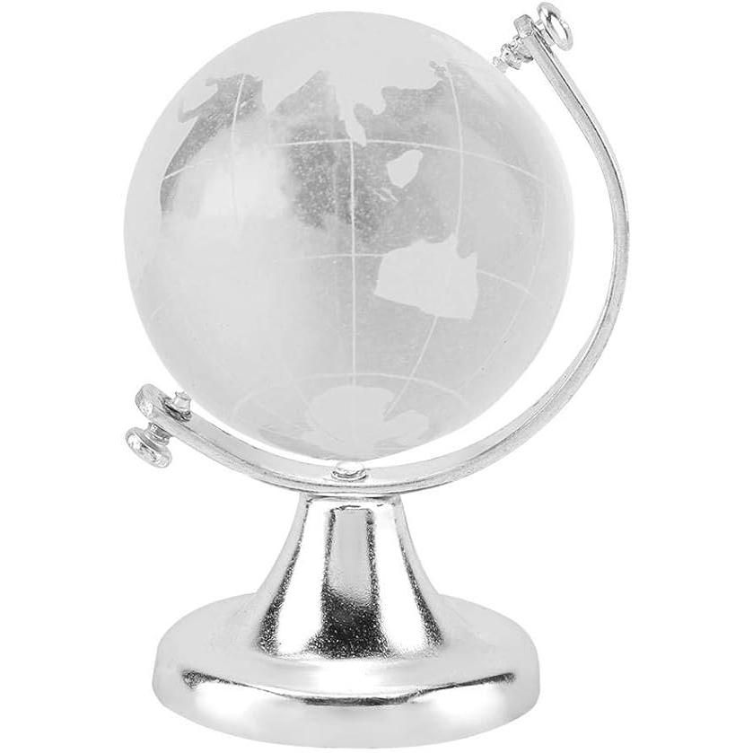 Silver Crystal Globe Round Earth World Map Ball Decor for Home Office