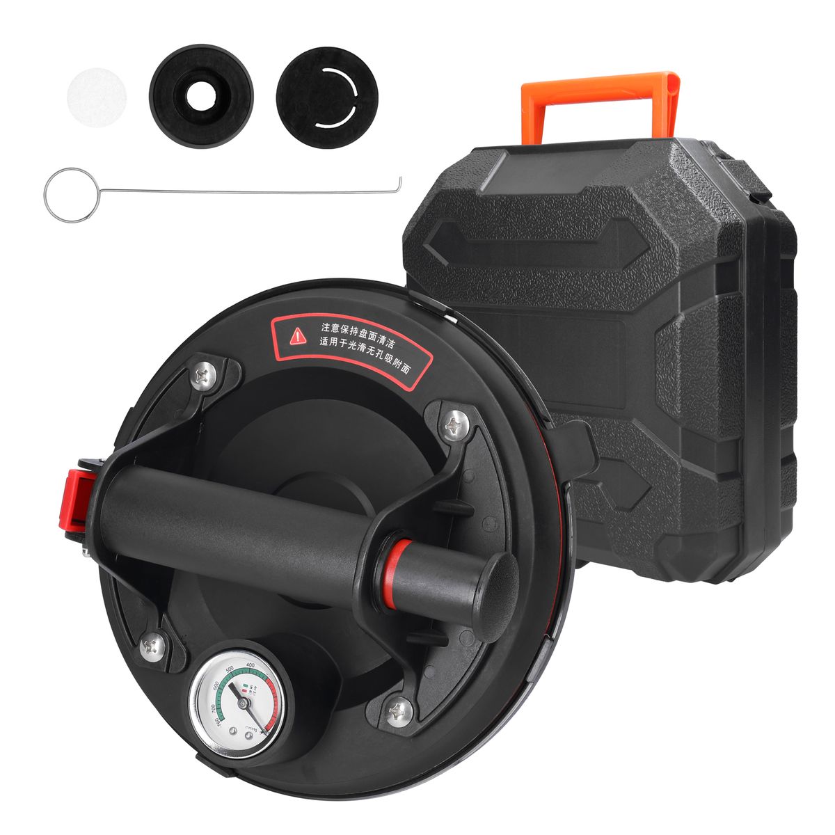 200mm Diameter Vacuum Suction Cup With Pressure Gauge 75kg