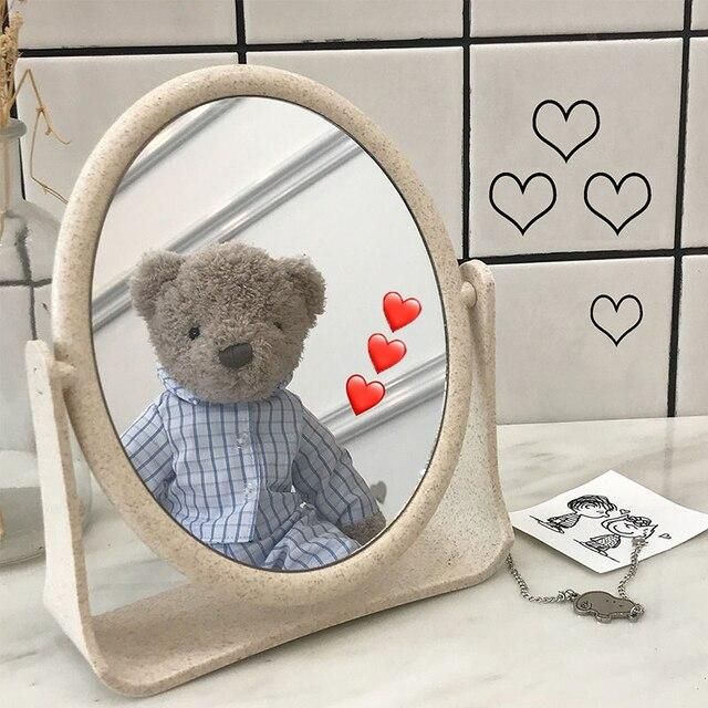 Cute Little Bear Makeup Mirror Ladies Makeup Desktop Rotating Fashion Mirror Oval Rectangle Shape Women Cosmetic Mirror Gift