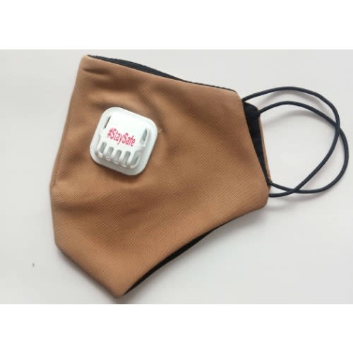 Plain Cotton Filtered Reusable Face Mask with Respirator - Brown-fm-21