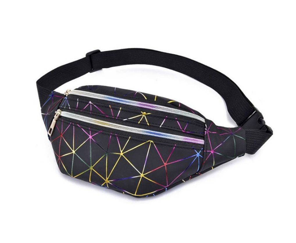 Holographic Waist Bags Women Fanny Pack Female Belt Bag Geometric Waist Packs