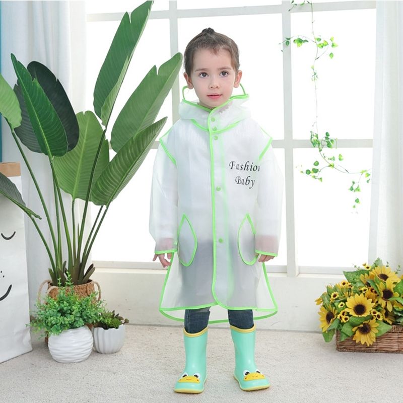 Carton Children Raincoat With Schoolbag Seat Poncho-Frog