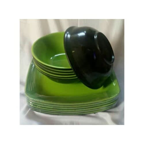 Unbreakable Ceramic Curved And Flat Plates - 12 Pieces